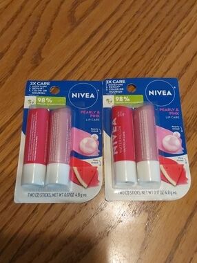 Nivea Pearly & Pink Lip Care - Pink Tinted (2-Pack)